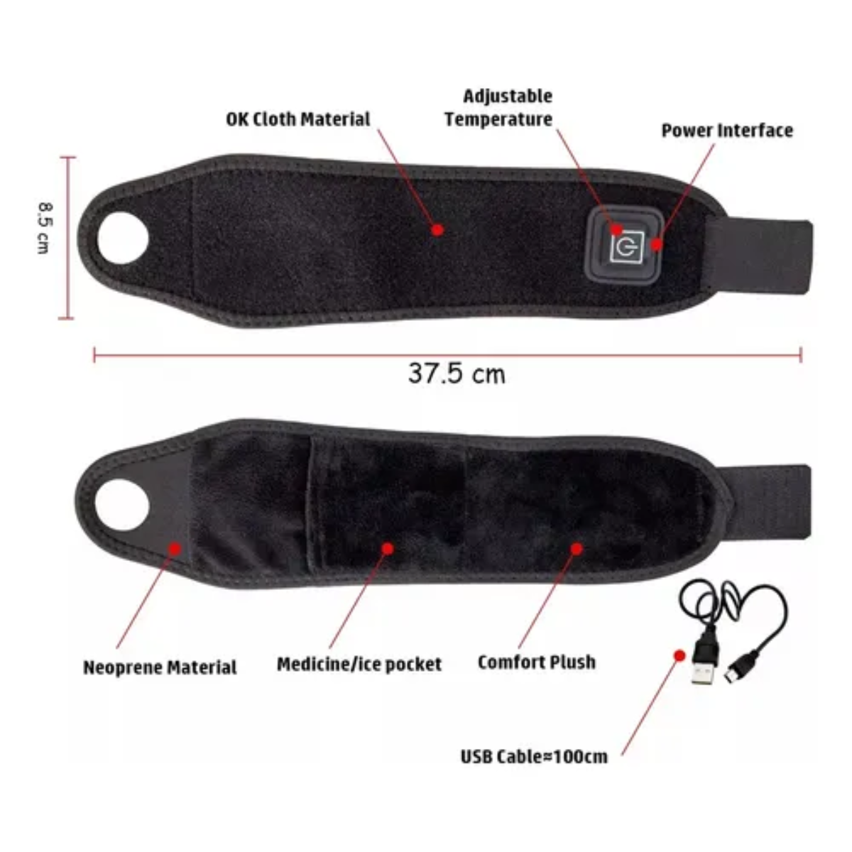 Muñequera Térmica 3-en-1 para Túnel Carpiano, Artritis y Tendinitis.